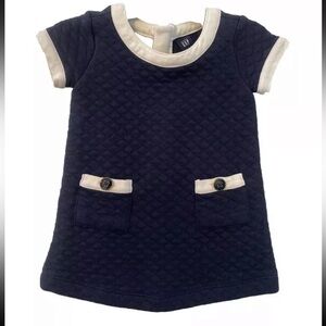 Baby Gap Girls Dress Short Sleeves Navy Blue Size 12-18 M Toddler 100% Cotton
